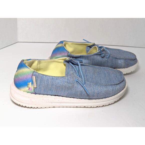 Hey Dude Wendy Youth Kids Sparkle Denim Blue Shoes Slip On Size 3 - Picture 5 of 7